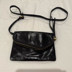 HOBO Black Leather Crossbody Bag with Gold Hardware